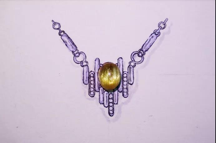 钛晶白金镶嵌男女款项链设计稿