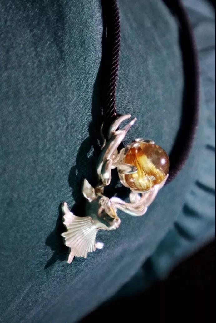 钛晶纯银麋鹿吊坠