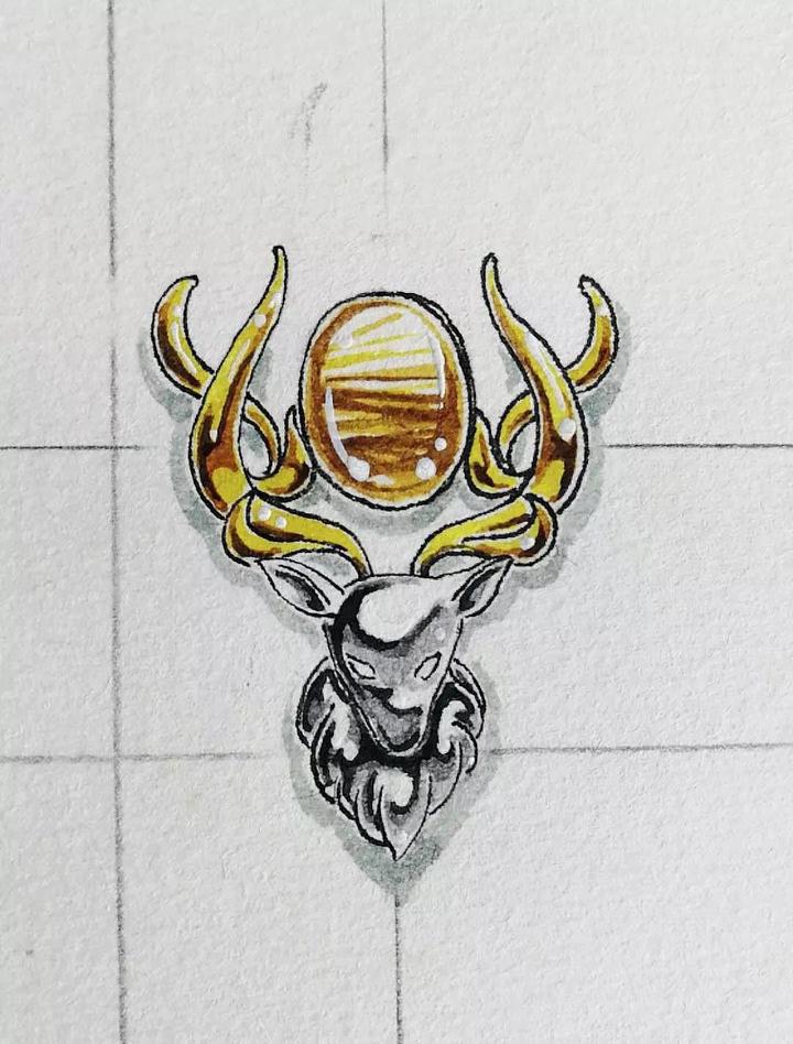 钛晶纯银麋鹿吊坠设计稿 菩心近期的设计款单品以及设计图展示-菩心晶舍