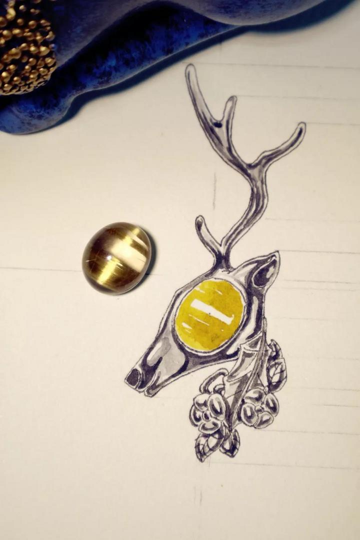 钛晶纯银麋鹿胸针设计稿 菩心近期的设计款单品以及设计图展示-菩心晶舍