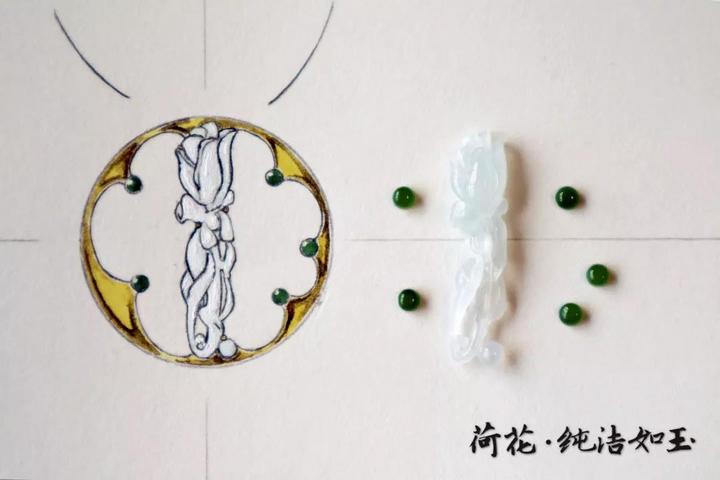 翡翠18K金镂空项链设计稿 菩心近期的设计款单品以及设计图展示-菩心晶舍