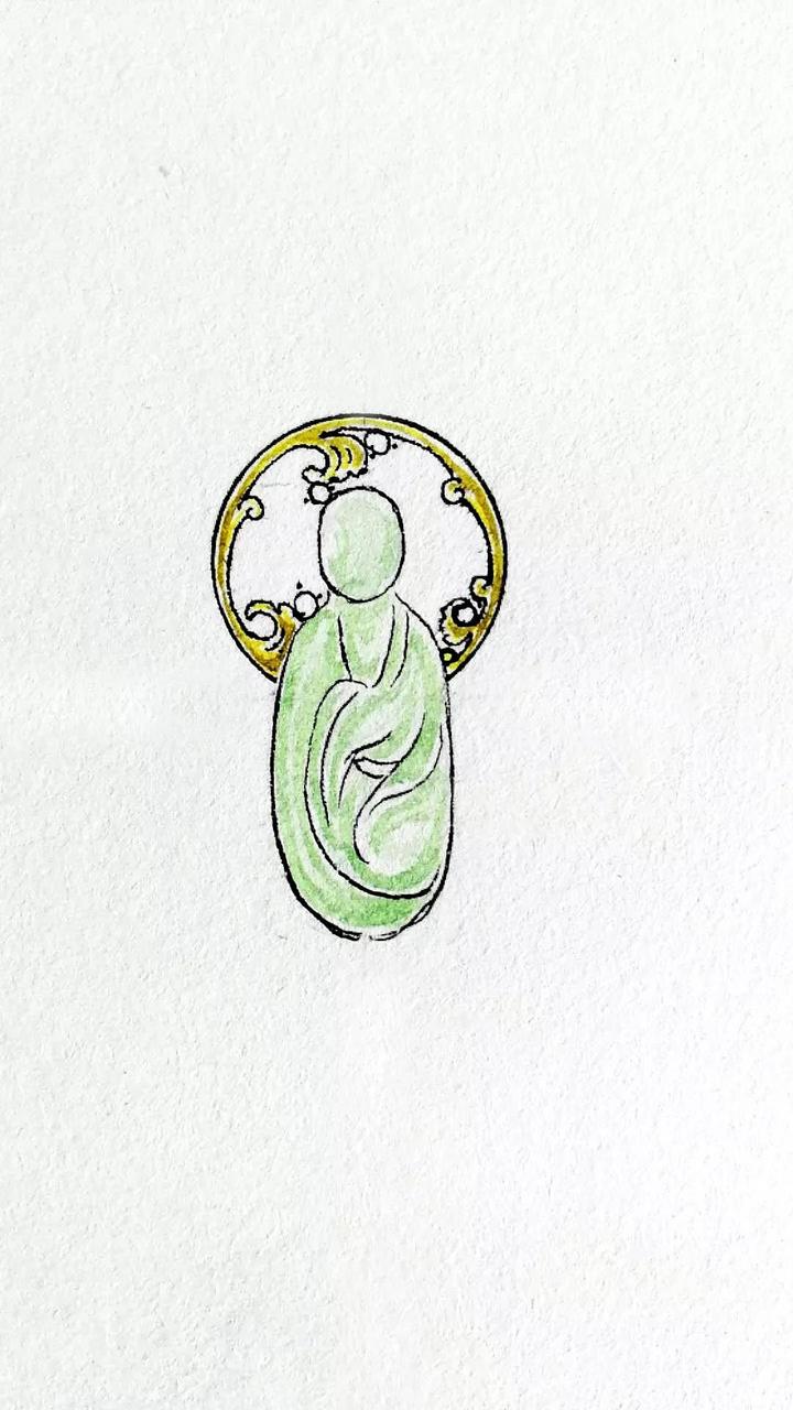 翡翠无相佛项链设计稿 菩心近期的设计款单品以及设计图展示-菩心晶舍