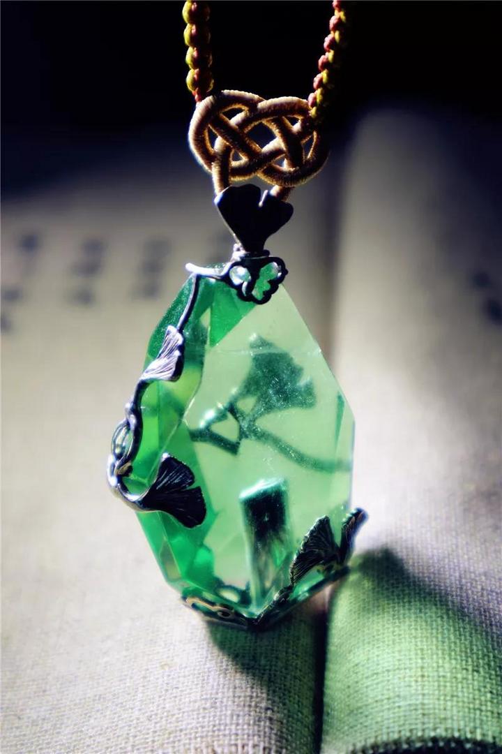 萤石胎毛定制吊坠|银杏