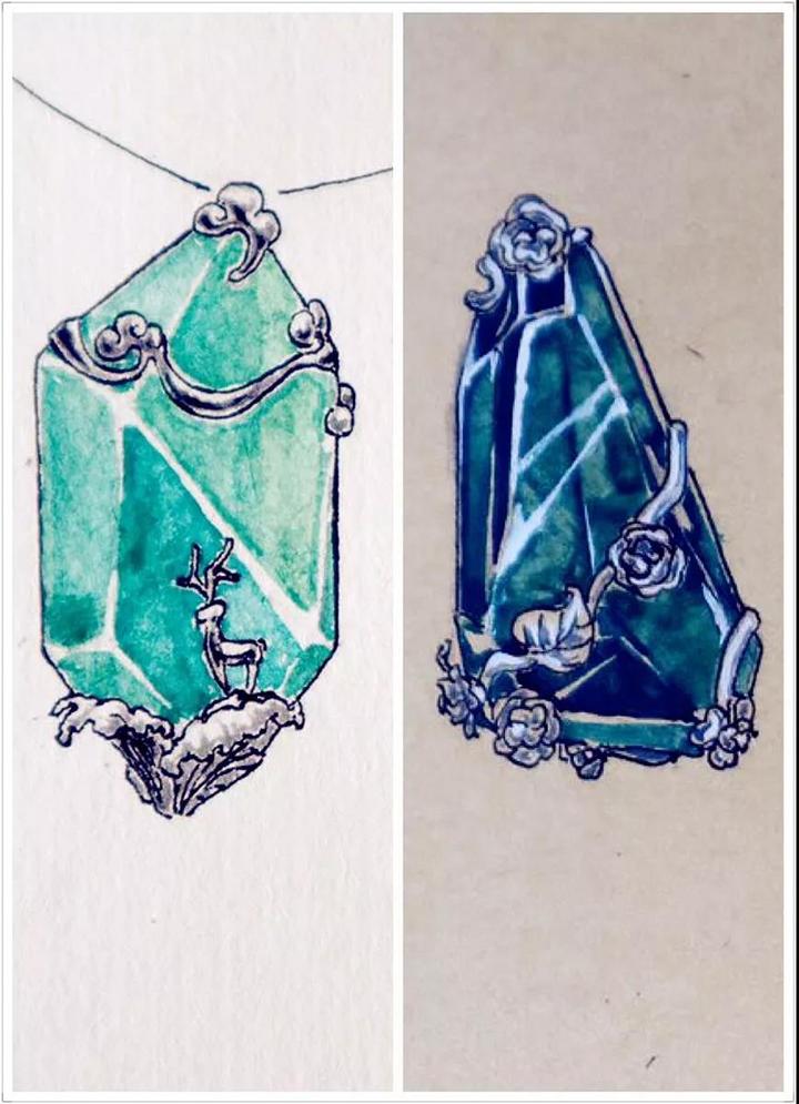 萤石胎毛定制吊坠|麋鹿设计稿 菩心近期的设计款单品以及设计图展示-菩心晶舍