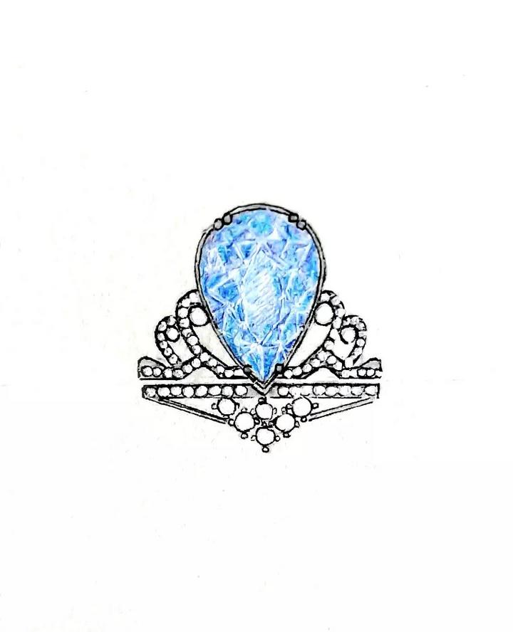 托帕石白金双圈戒指设计稿 菩心近期的设计款单品以及设计图展示-菩心晶舍