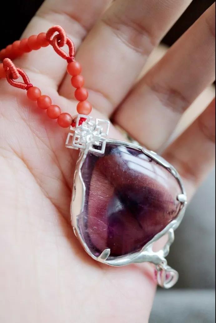 紫发晶纯银镶嵌吊坠|秋意浓