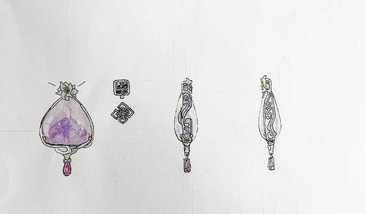 紫发晶纯银镶嵌吊坠|秋意浓设计稿 菩心近期的设计款单品以及设计图展示-菩心晶舍