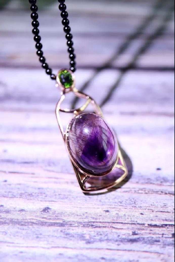 紫发晶漂流瓶项链