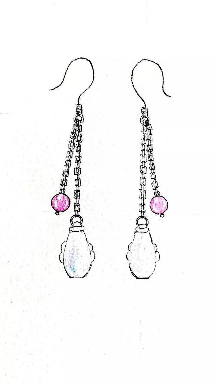 月光石白金耳环|似夜流月设计稿 菩心近期的设计款单品以及设计图展示-菩心晶舍