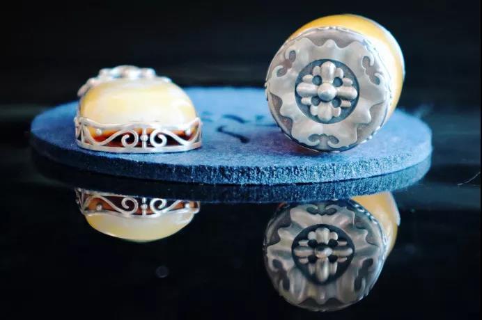 蜜蜡纯银情侣吊坠|福在眼前