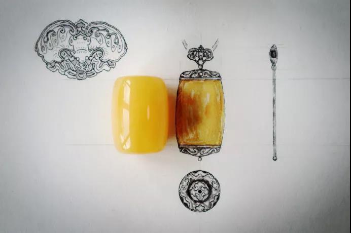 蜜蜡纯银情侣吊坠|福在眼前设计稿 菩心近期的设计款单品以及设计图展示-菩心晶舍